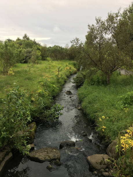 istock Small stream in Kopavogur, town in Iceland 1411106568