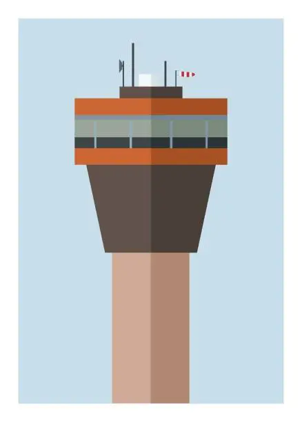 Vector illustration of ATC tower. Simple flat illustration.