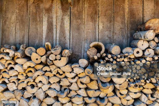 Stack Of Firewood Stock Photo - Download Image Now - Firewood, Stack, Cut Out