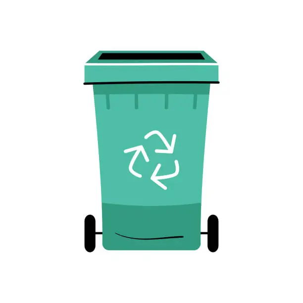 Vector illustration of Container or recycle bins for paper, plastic, glass and general trash.