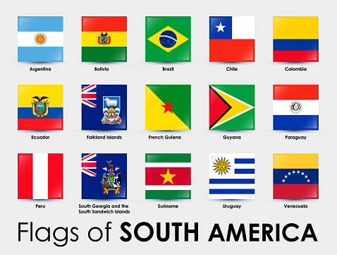 Vetores de Conjunto De Bandeiras Da América Do Sul Bandeiras Simples Em  Forma De Quadrado No Fundo Cinza e mais imagens de América do Norte - iStock