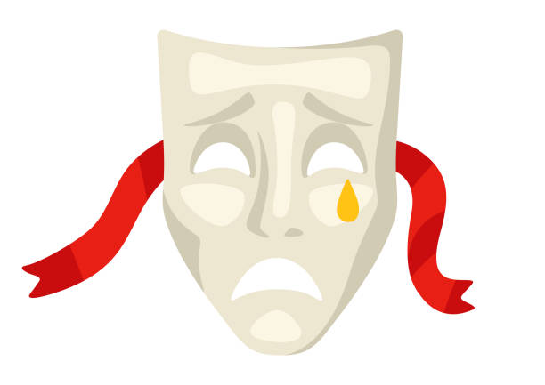 Illustration of tragedy mask. Traditional symbol. Image for theatrical performance. Illustration of tragedy mask. Traditional theatre symbol. Image for theatrical performance. video charades stock illustrations