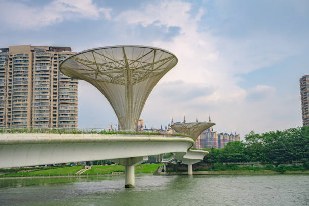 istock Riverside buildings in Chengdu at dusk 1411122167