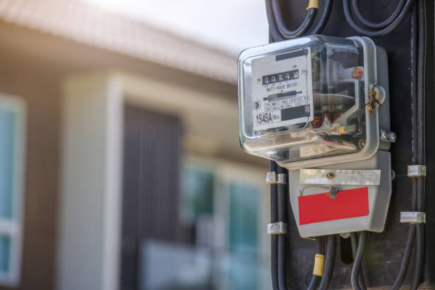 istock Electric power box meter for home use 1411123899