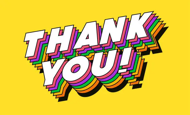 Vector illustration of Thank you sign banner 3d modern typography style