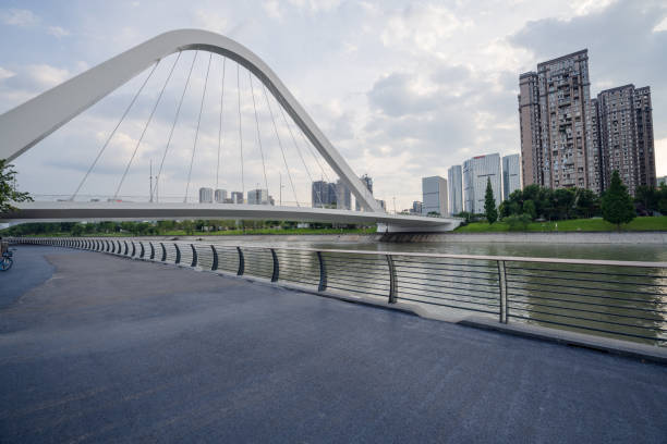 istock Riverside buildings in Chengdu at dusk 1411127172