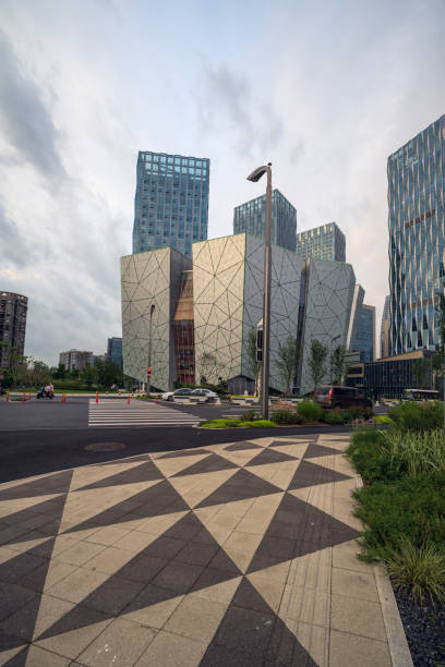 istock Riverside buildings in Chengdu at dusk 1411128072