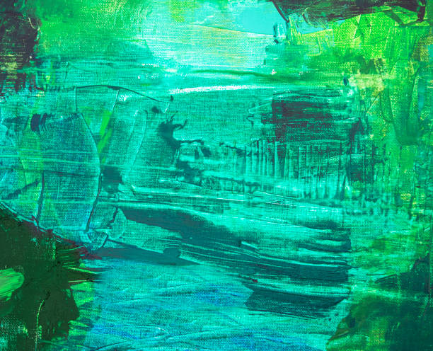 istock Abstract green acrylic painting background with textures 1411128961