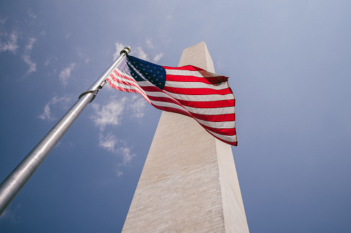 National Symbols of the USA: Flag and Washington Monument