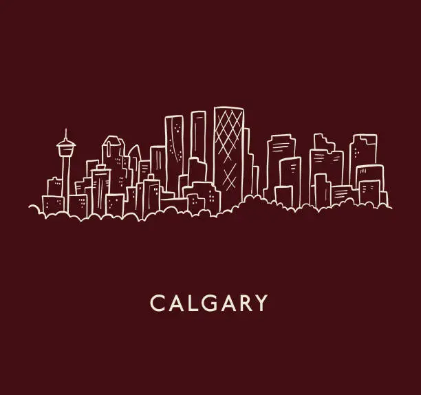 Vector illustration of Calgary Skyline Sketch