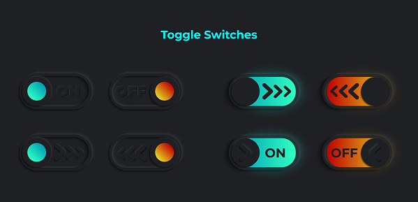Toggle Between Two Options Toggle Button Or User Interface Switch For On Off Options On Dark Ui ...