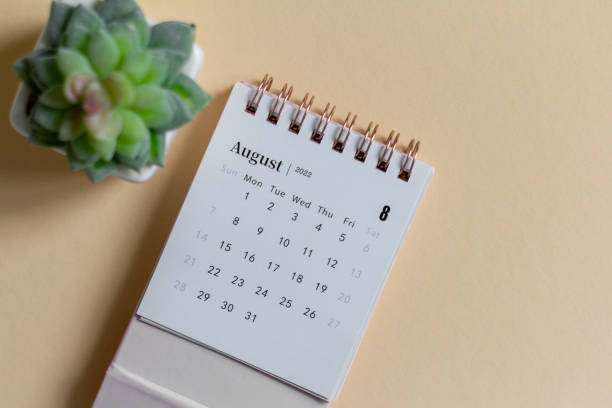 istock Hello August.The calendar for August 2022 is on the table. 1411151608