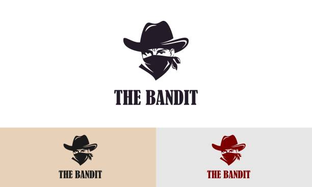 illustrations, cliparts, dessins animés et icônes de bandit cowboy avec bandana scarf mask logo illustration - bandit