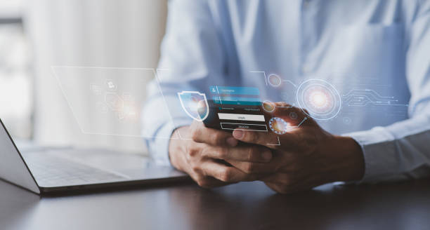 istock Businessman using smartphone laptop computer show padlock protecting business and financial data, Cyber security and data protection information privacy internet technology concept 1411154428