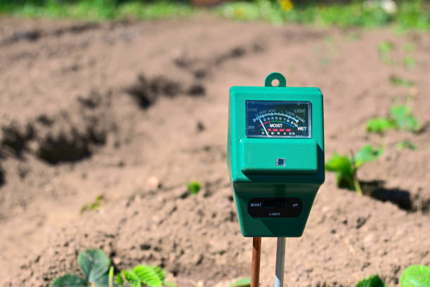 istock Agricultural soil moisture, PH and sunlight tester 1411154502