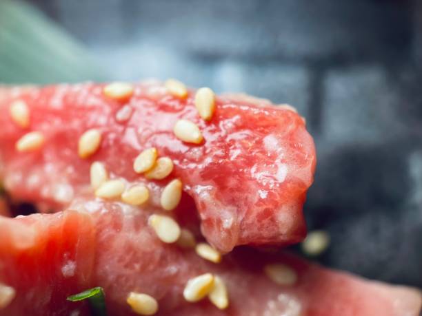 Delicious Fresh raw beef with sesame