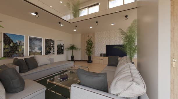 istock Living room interior concept 3d illustration 1411156484