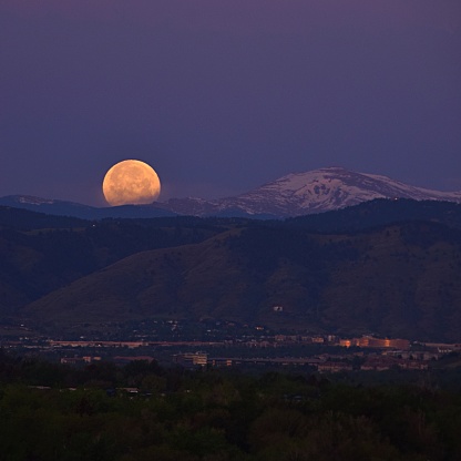 Moonset over the Front Range of the Rocky Mountains.