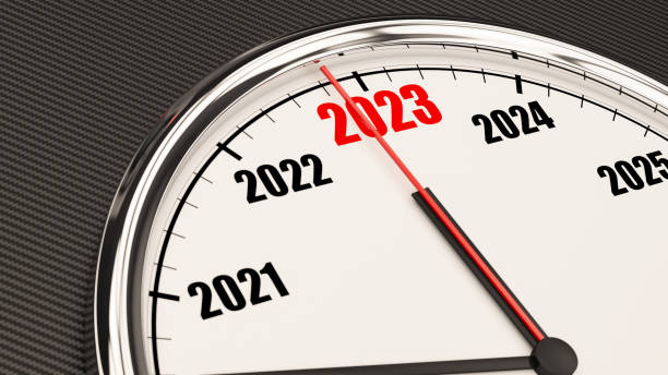 2023 new year clock - minute hand number 10 clock hand number 11 imagens e fotografias de stock