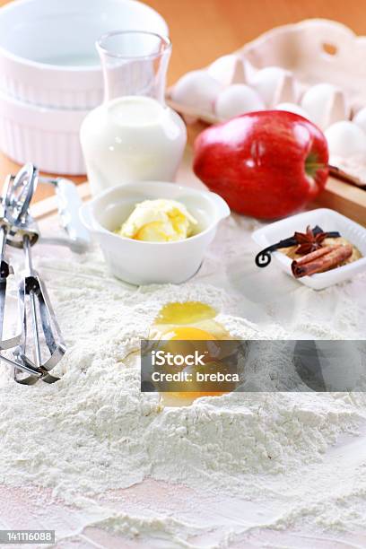 Bicarbonato De Ingredientes Para Tarte De Maçã - Fotografias de stock e mais imagens de Açúcar - Açúcar, Bebida, Bolacha