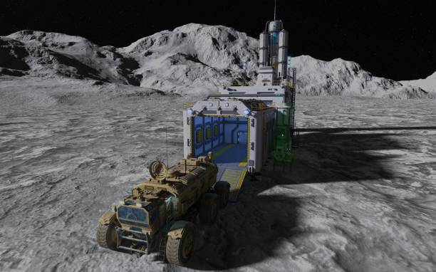istock Moon colony. Base on Moon. Life on Moon. 3d Illustration. 1411163758
