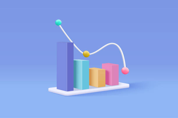 istock 3D graph with plummeting on blue background. Business failure with negative trend concept, bar chart down. 3d representation for finance investment. 3d trading stock icon vector render illustration 1411165651