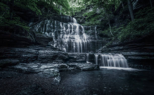 istock Waterfalls and water forest pc wallpaper stock 1411165663