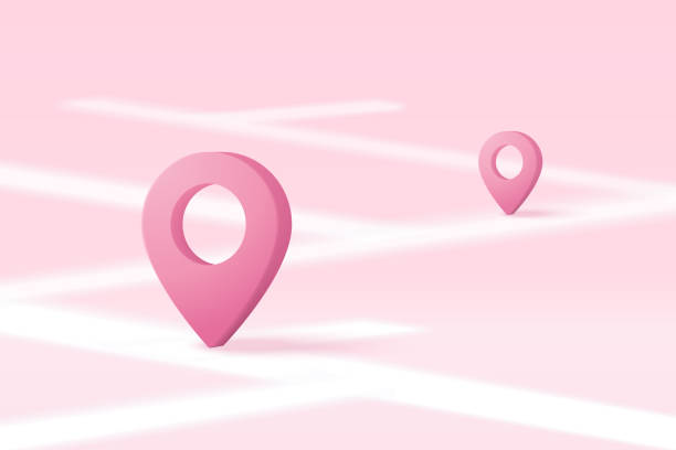 istock 3D location point marker of map or navigation pin icon sign on isolated pink background. navigation is pink pastel colour with shadow on map direction. 3d GPS pin vector rendering illustration 1411165714