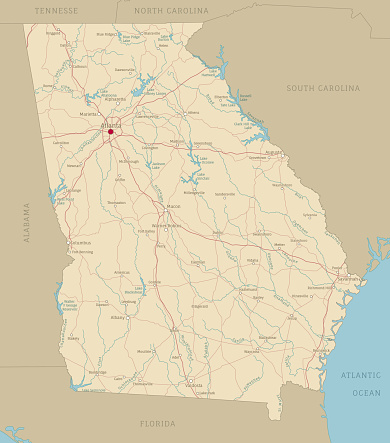 Road map of Georgia, US American federal state