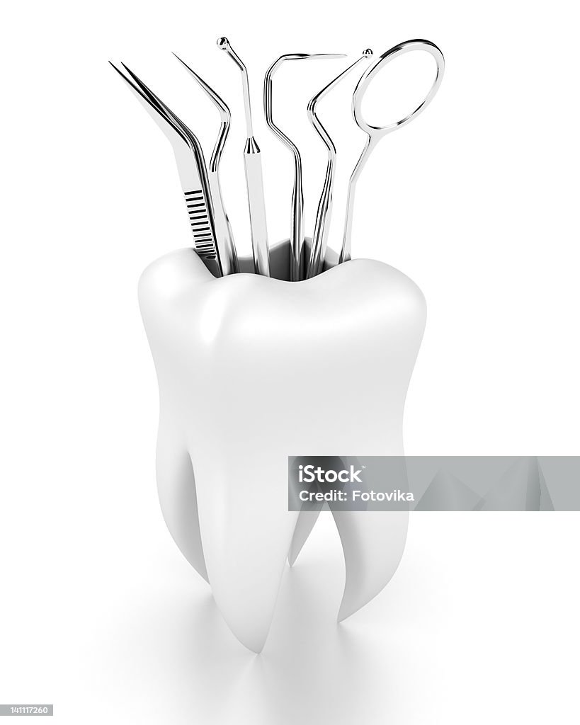 Dental tools Illustration of dental tools in the white tooth Care Stock Photo