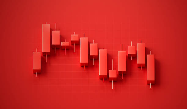 Crisis investment business stock market on red candlestick 3d background with down financial trade graph or global economy money price finance chart and economic crash recession currency sale diagram. mercado de valores de negocios de inversión de crisis en el fondo 3d de vela roja con gráfico de comercio financiero a la baja o gráfico de financiamiento de precios monetarios de la economía global y diagrama de venta de divisas de recesión de crisis