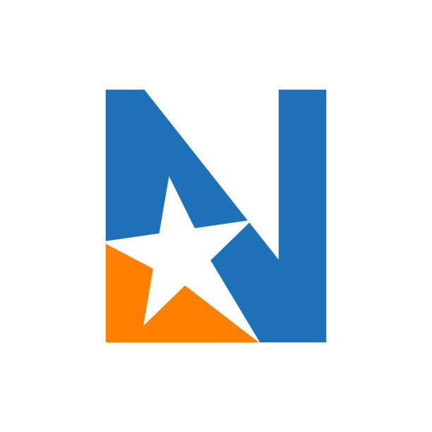 koncepcja logo litera n z szablonem wektorowym w kształcie gwiazdy. projekt logo gwiazdy - letter n flash stock illustrations