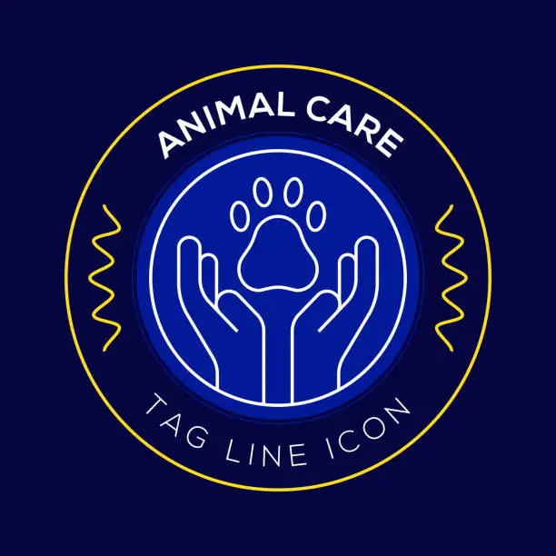 Vector illustration of Animal Care Circle Badge, Modern Logo Vector Icon Design Line Style