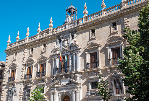 The palace of the royal chancery ordered to be built by King Charles I in the sixteenth century in Granada, Spain