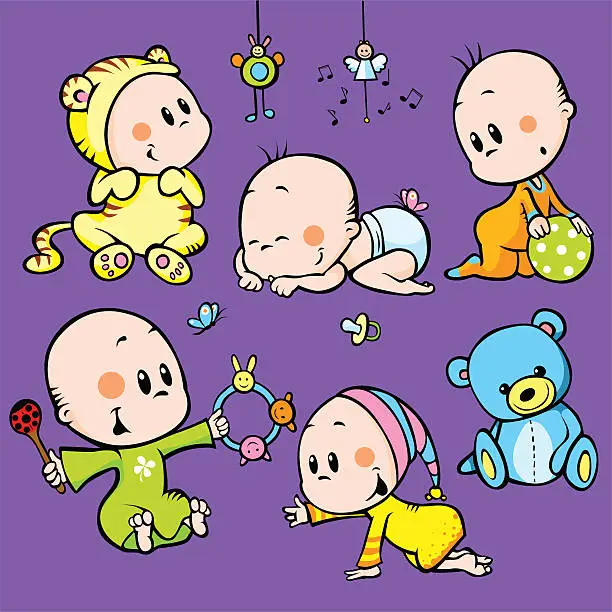 Vector illustration of cute babies