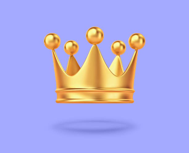 istock Golden crown isolated on blue background 1411175819