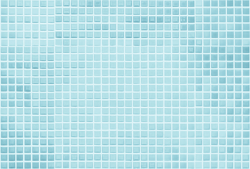 Blue light ceramic wall and floor tiles mosaic background in bathroom and kitchen. Design pattern geometric with grid wallpaper texture decoration pool. Simple seamless abstract surface clean.