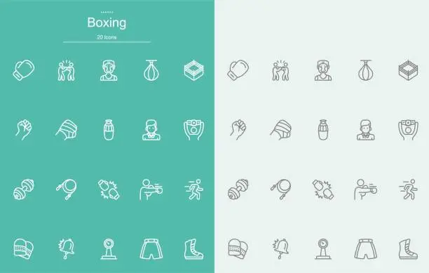 Vector illustration of Boxing Line Icons