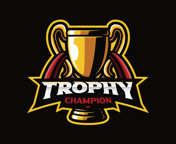 Trophy mascot logo design Trophy mascot logo design. Gaming or sports tournament trophy vector illustration. Logo illustration for mascot or symbol and identity, emblem sports or e-sports gaming team sports champion stock illustrations