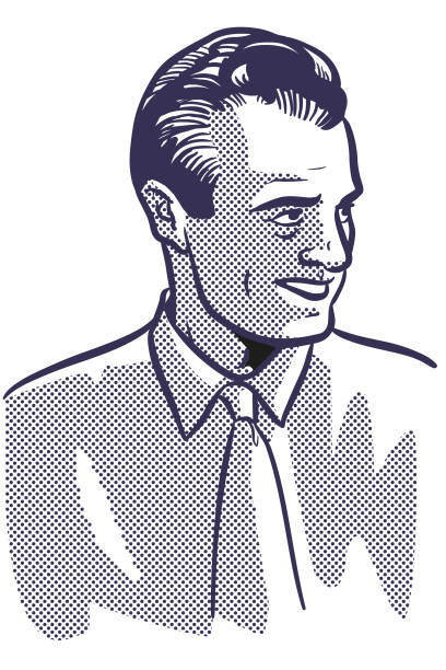 ilustrações, clipart, desenhos animados e ícones de empresário sorridente - men retro revival 1950s style comic book
