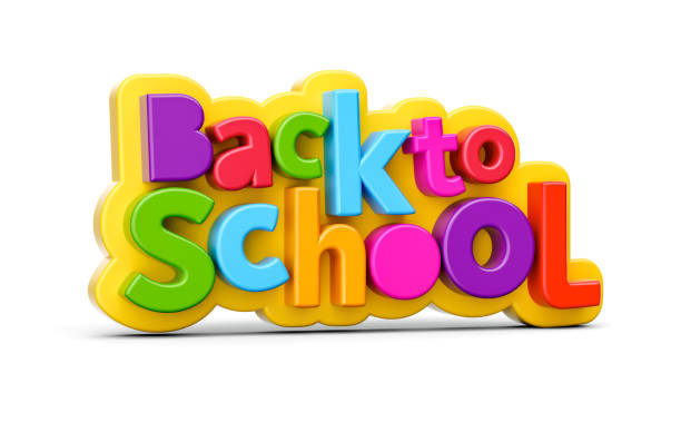 Back to school on white background colorful plastic letters for kids 3d illustration