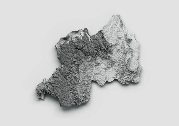 istock Rwanda Map Flag Shaded relief Color Height map on white Background 3d illustration 1411187587