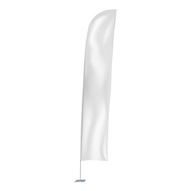 istock White blade wind event flag vector mock-up. Blank banner on metal pole mockup. Vertical advertising sign template 1411189922