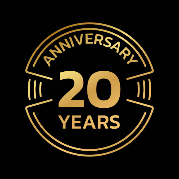 istock 20th Anniversary golden logo or icon. 20 years round stamp design. Birthday celebrating, jubilee circle badge or label template. Vector illustration. 1411193529