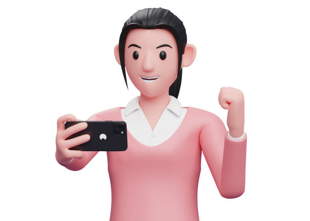 istock girl in pink sweatshirt celebrating while looking at a cell phone 1411195838