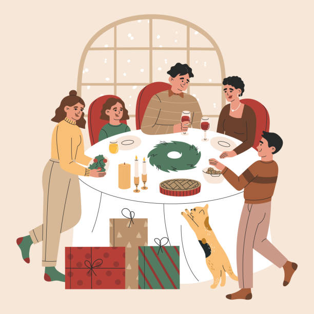 [90] Family christmas dinner Clipart Vector PNG , SVG, EPS, PSD, AI