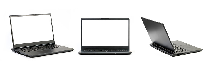 Computer Set All Views Laptop Computer In Three Views Stock Photo - Download Image Now ...