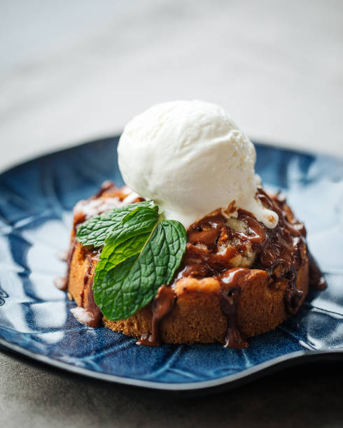 istock Italian pie with ice cream and hot chocolate 1411202294