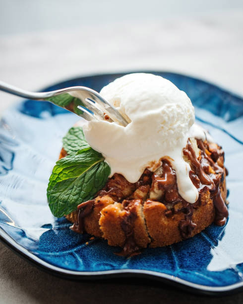 istock Eating italian pie with ice cream and chocolate 1411202425