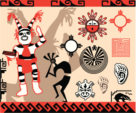 Collection of traditional Hopi Indian symbols and patterns.